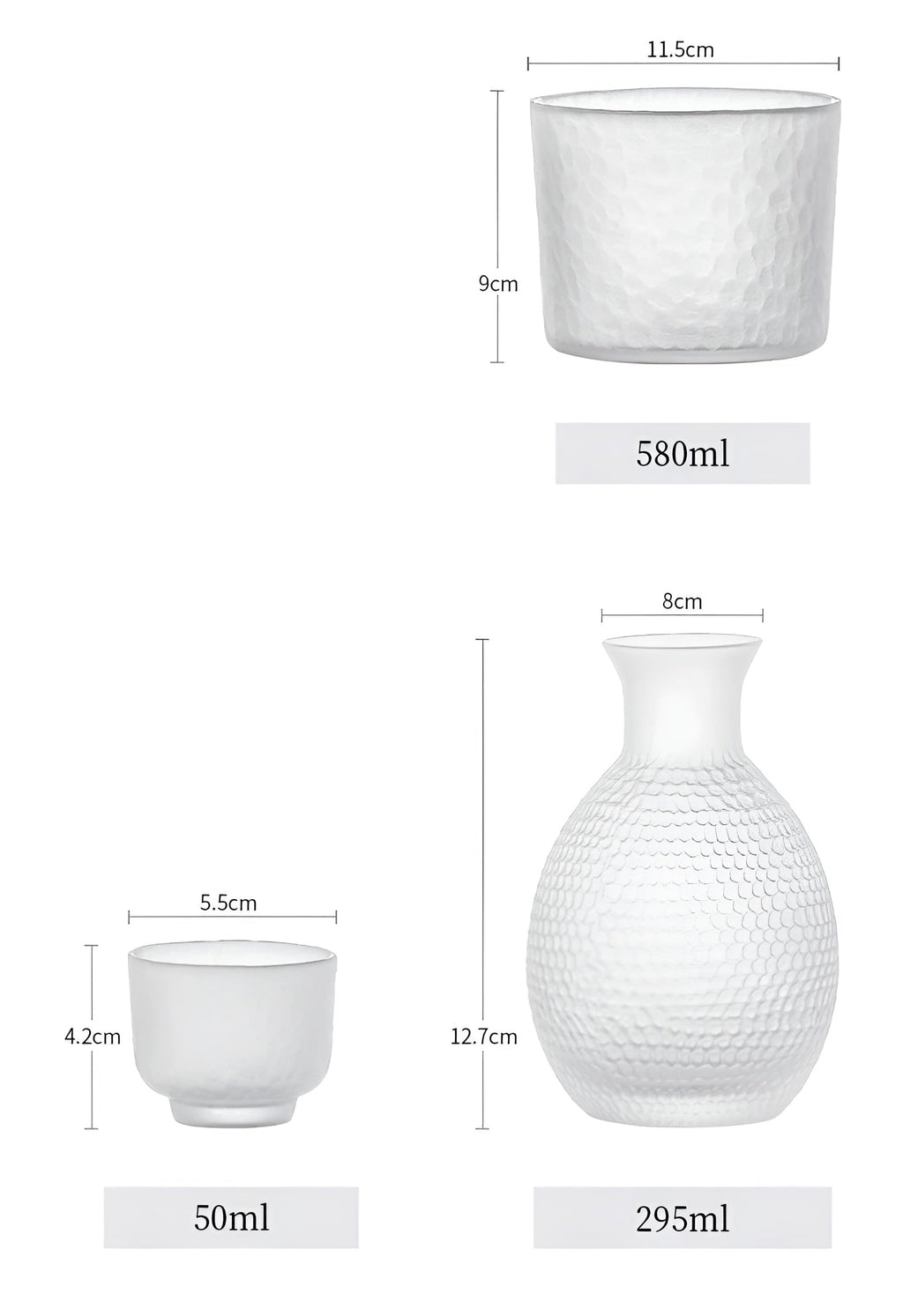 Japanese Glass Sake and Whisky Set - Thick Durable Glass, Dishwasher Safe, view 3