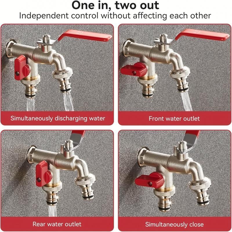 Dual-Outlet Stainless Steel Garden Tap with Quick Connectors