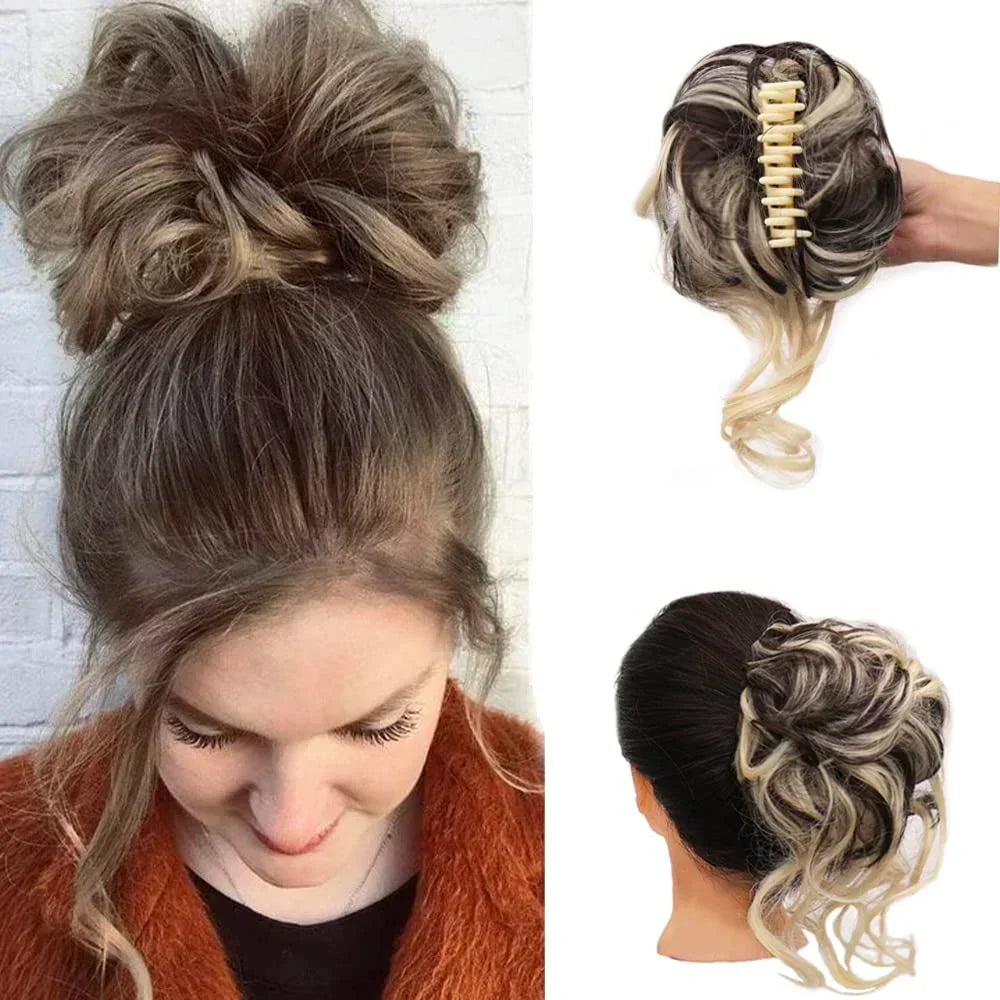 Curly Hair Bun Clip-in Hair Piece - Synthetic Hair, Natural Look, Volume, view 3