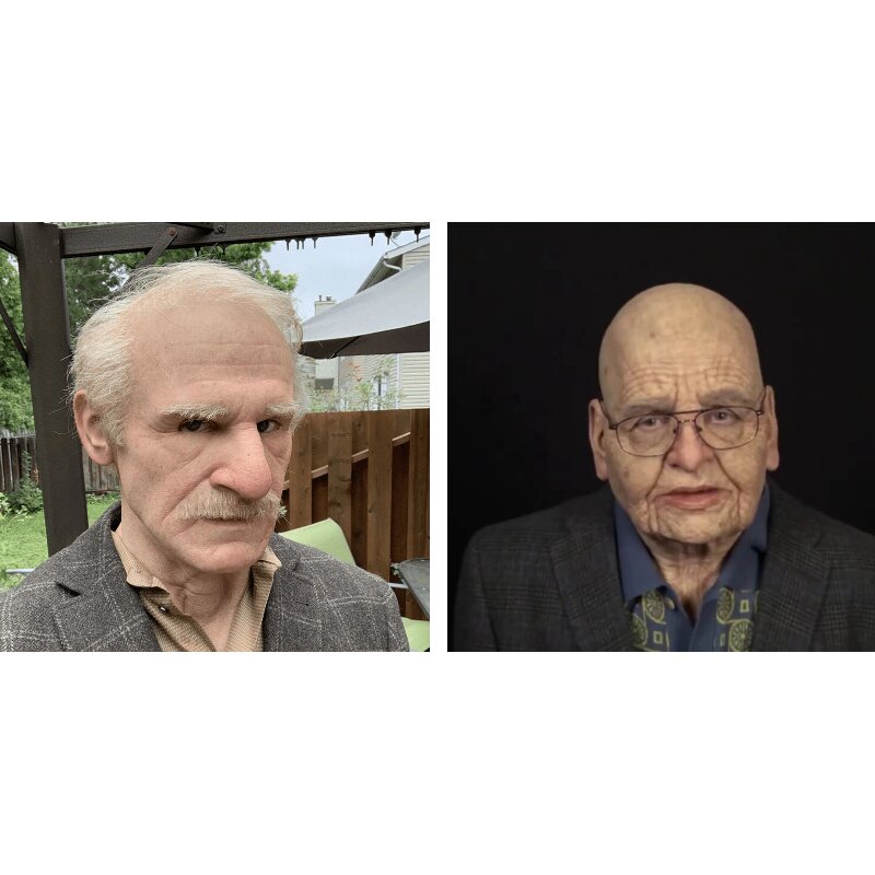 Realistic Old Man Halloween Mask for Adults - Latex, Movable Mouth, up to 62 cm, view 6