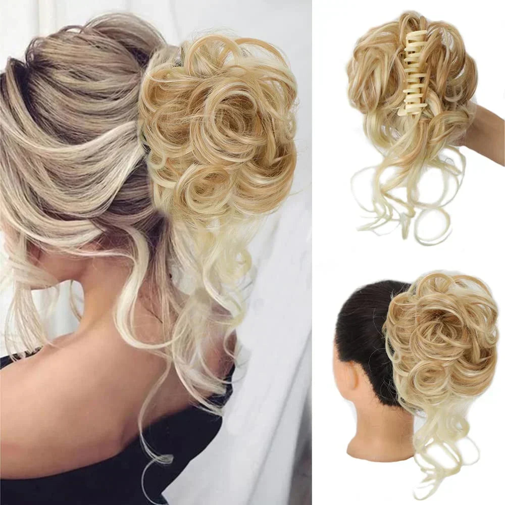 Curly Hair Bun Clip-in Hair Piece - Synthetic Hair, Natural Look, Volume, view 2