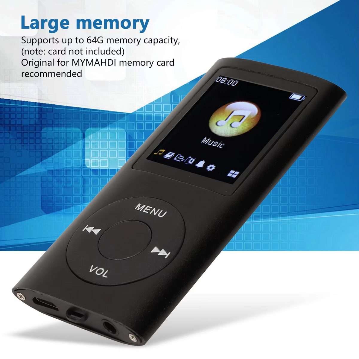 Compact High-Resolution 1.8" LCD MP3 Player - Portable, Long Battery Life, view 4