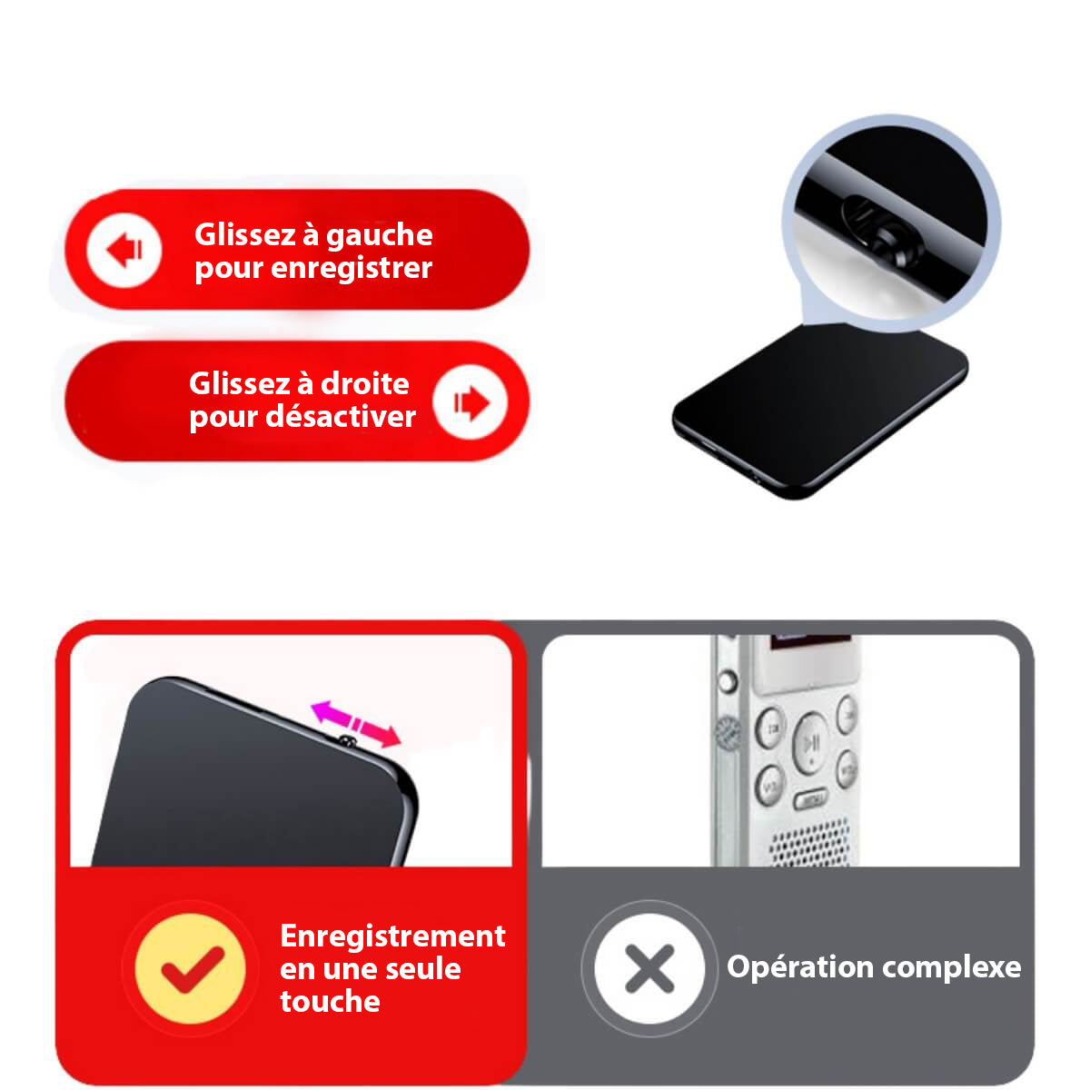 UltraThin Mini Audio Recorder - 8GB, 50 Hour Battery, Noise Cancellation, view 5