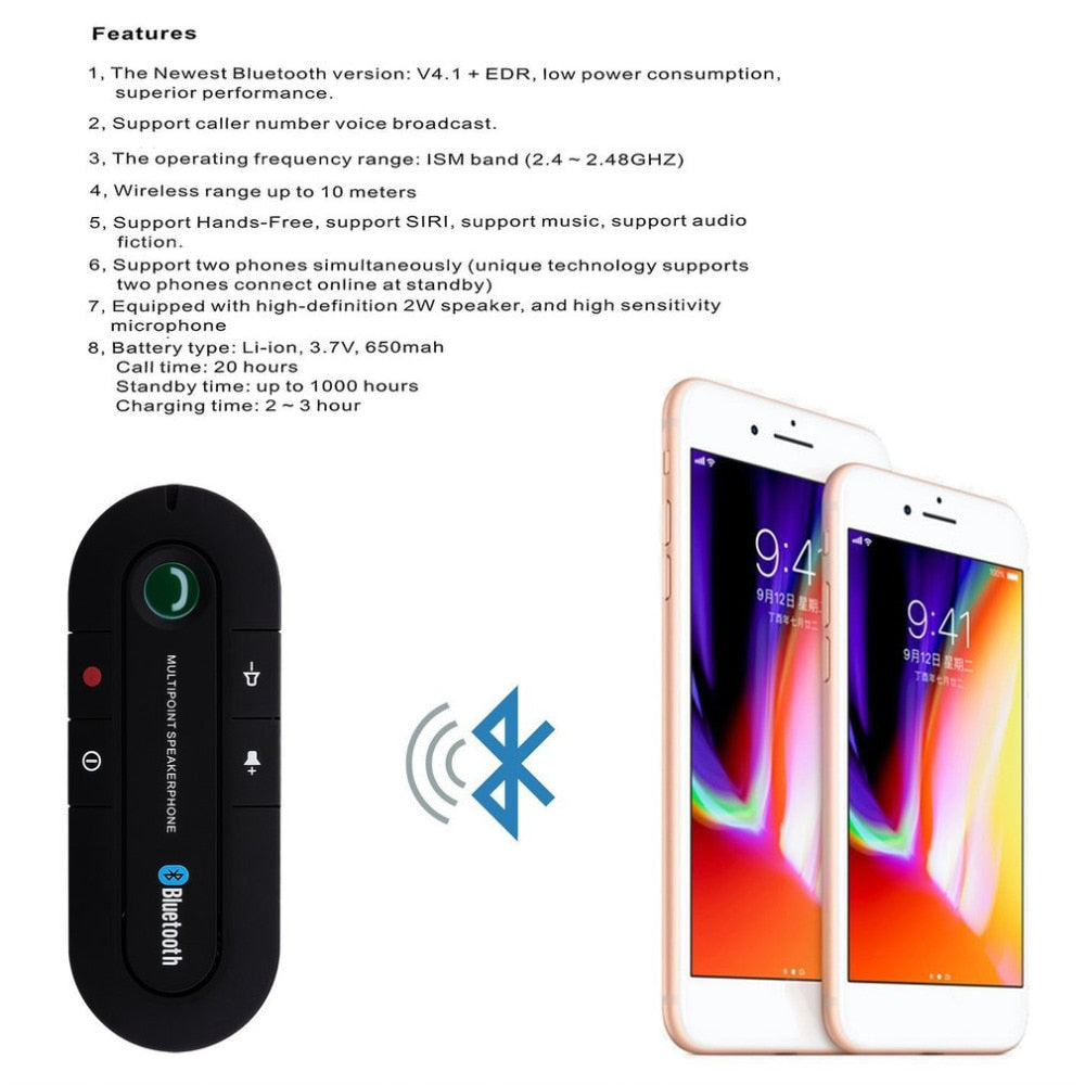 Bluetooth Hands-free Car Speaker for Driving - 650mAh Battery, Bluetooth V4.1, view 6