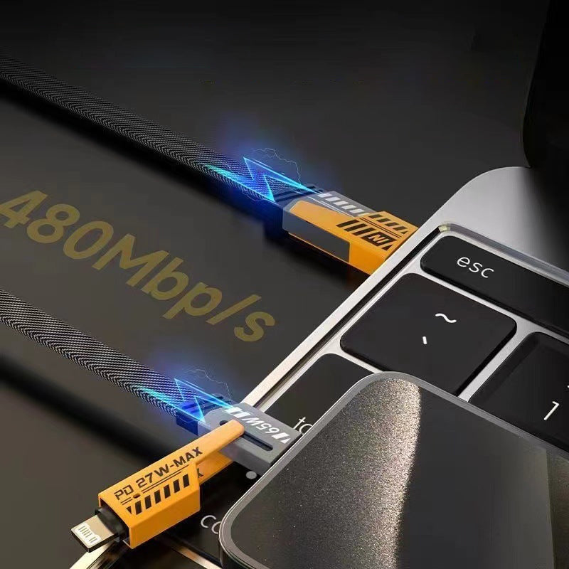 4 in 1 Fast Charging Cable 65W PD - 1m, Type-C, Usb-A, Alloy Nylon, view 10