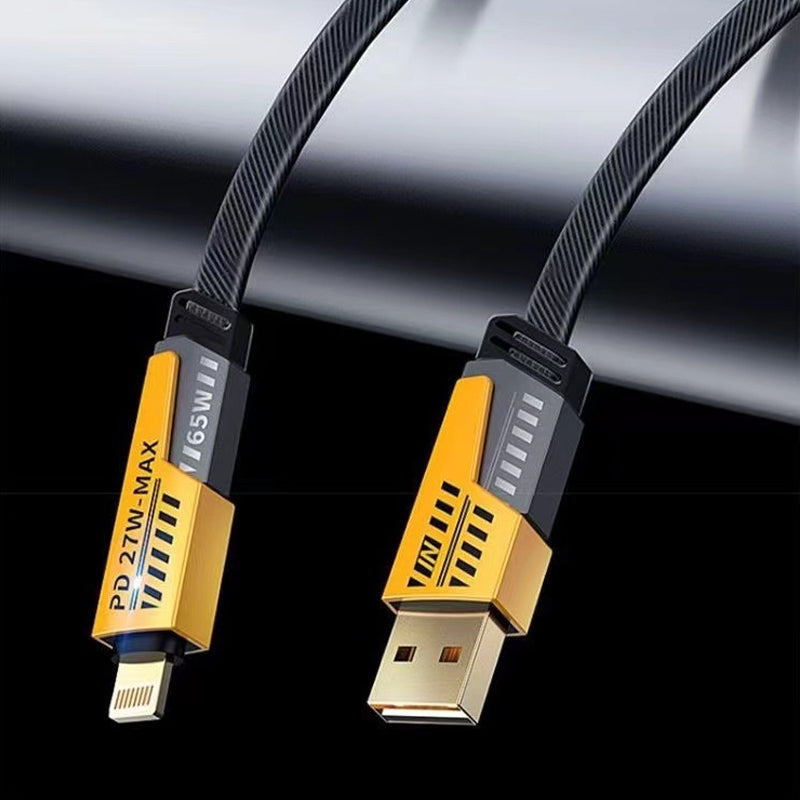 4 in 1 Fast Charging Cable 65W PD - 1m, Type-C, Usb-A, Alloy Nylon, view 12