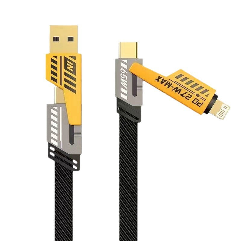 4 in 1 Fast Charging Cable 65W PD - 1m, Type-C, Usb-A, Alloy Nylon, view 13