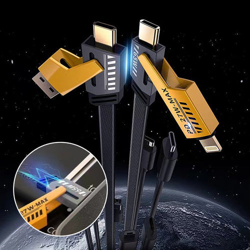 4 in 1 Fast Charging Cable 65W PD - 1m, Type-C, Usb-A, Alloy Nylon, view 2