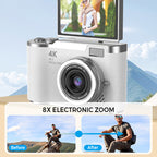 4K HD Flip-Screen Digital Camera - 2.4-Inch Screen, 8X Zoom, ABS Body, view 3