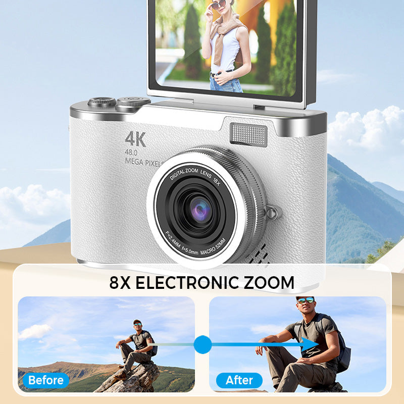 4K HD Flip-Screen Digital Camera - 2.4-Inch Screen, 8X Zoom, ABS Body, view 3