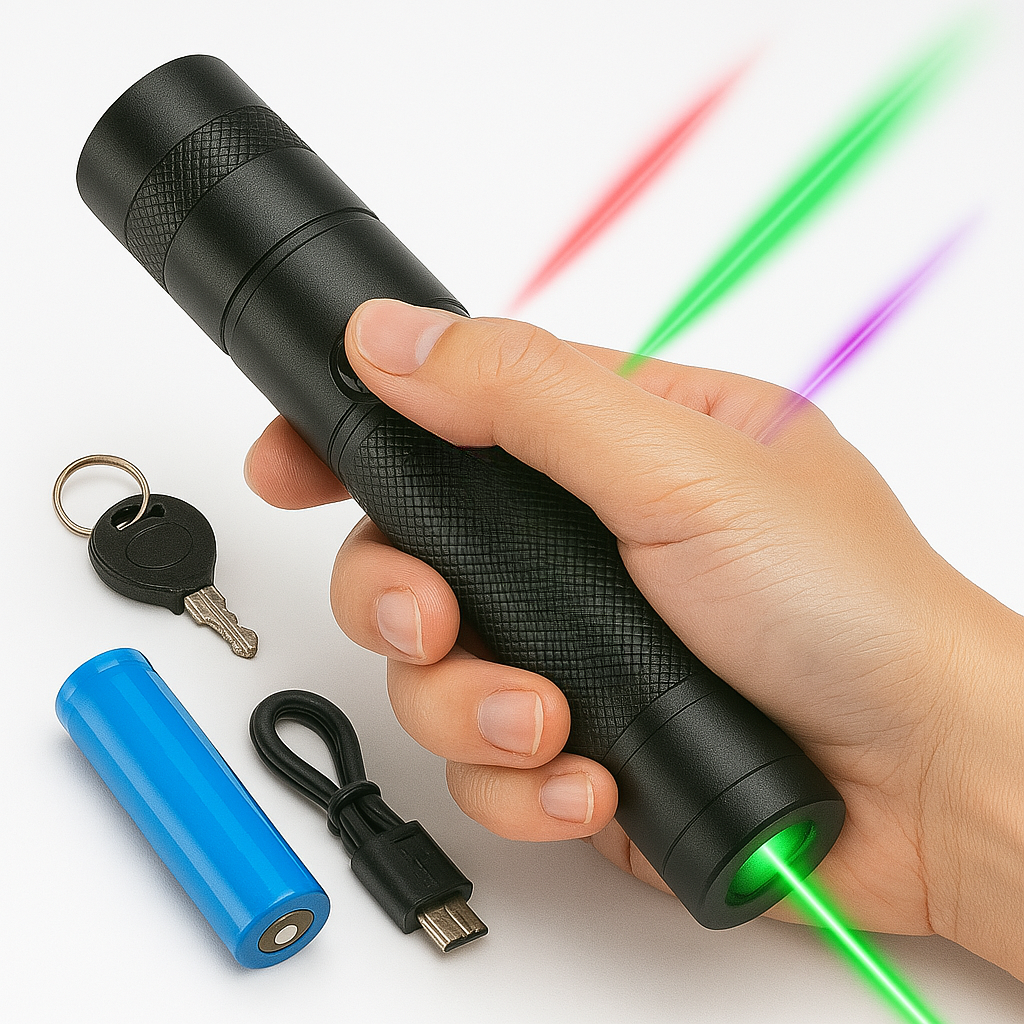 Laser Pointer Torch Long Range - USB Rechargeable, Aluminium Alloy, 10, view 3
