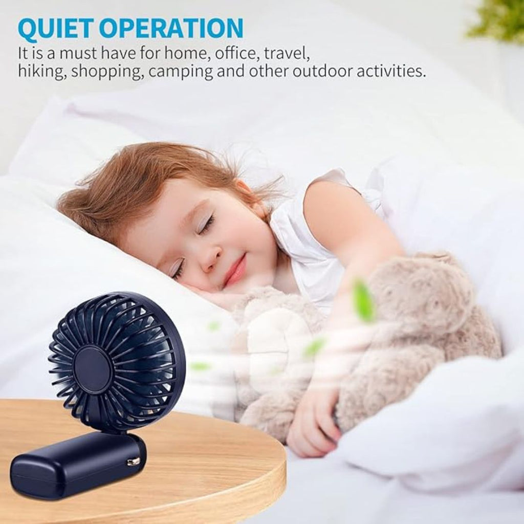 Foldable Digital Handheld Fan - USB Rechargeable, Adjustable Speed, Quiet Motor, view 2