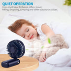 Foldable Digital Handheld Fan - USB Rechargeable, Adjustable Speed, Quiet Motor, view 2