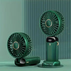 Foldable Digital Handheld Fan - USB Rechargeable, Adjustable Speed, Quiet Motor, view 3