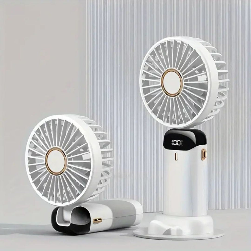 Foldable Digital Handheld Fan - USB Rechargeable, Adjustable Speed, Quiet Motor, view 5
