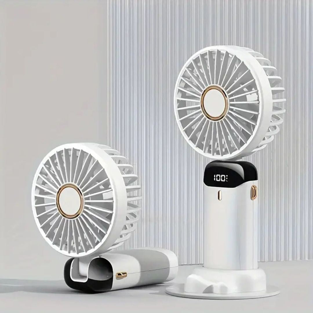 Foldable Digital Handheld Fan - USB Rechargeable, Adjustable Speed, Quiet Motor, view 5