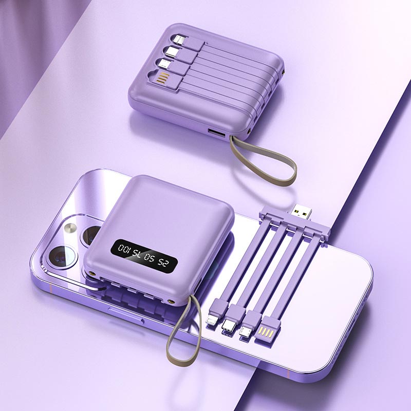 Fast Charge 20000mAh Mini Powerbank with Integrated Cables - 10W, PVC, view 10