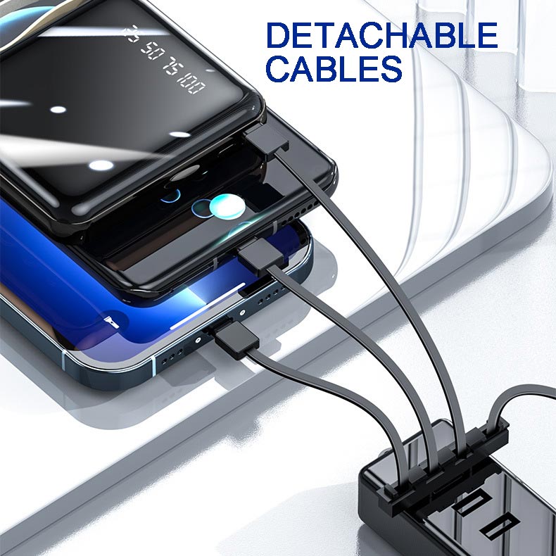 Fast Charge 20000mAh Mini Powerbank with Integrated Cables - 10W, PVC, view 4