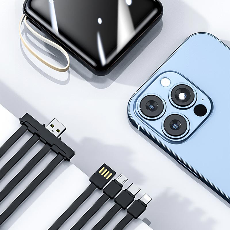 Fast Charge 20000mAh Mini Powerbank with Integrated Cables - 10W, PVC, view 7