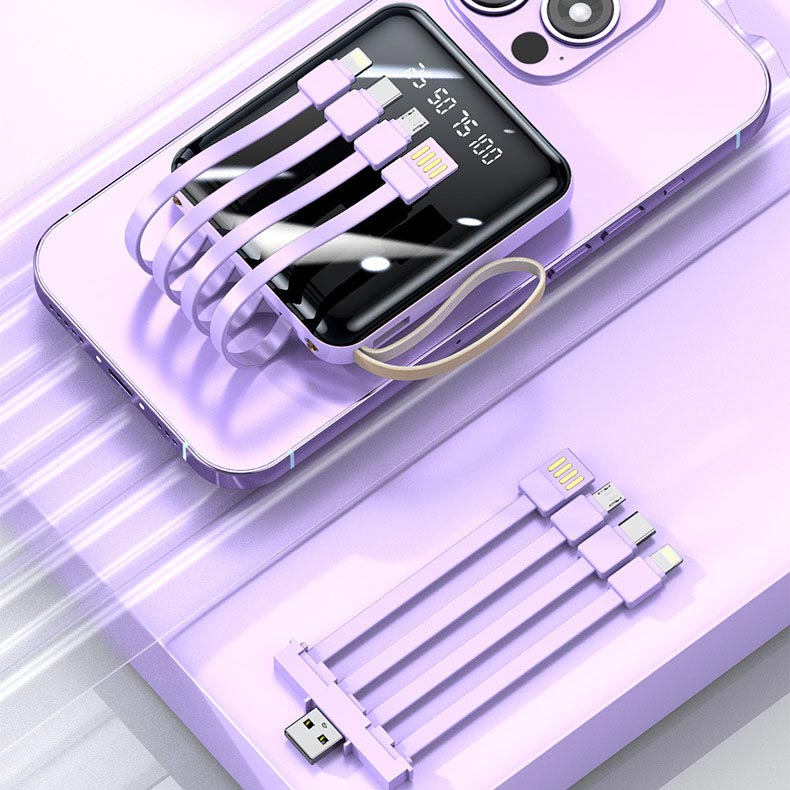 Fast Charge 20000mAh Mini Powerbank with Integrated Cables - 10W, PVC, view 8