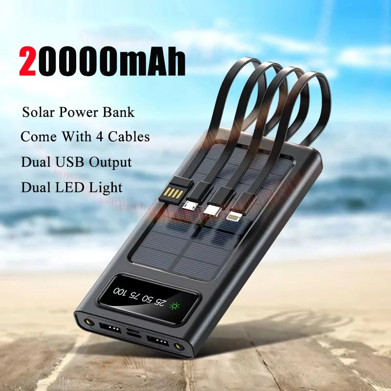 Solar Power Bank for Camping and Travel - 10, 000mAh/20, 000mAh, Dual USB