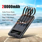 Solar Power Bank for Camping and Travel - 10, 000mAh/20, 000mAh, Dual USB