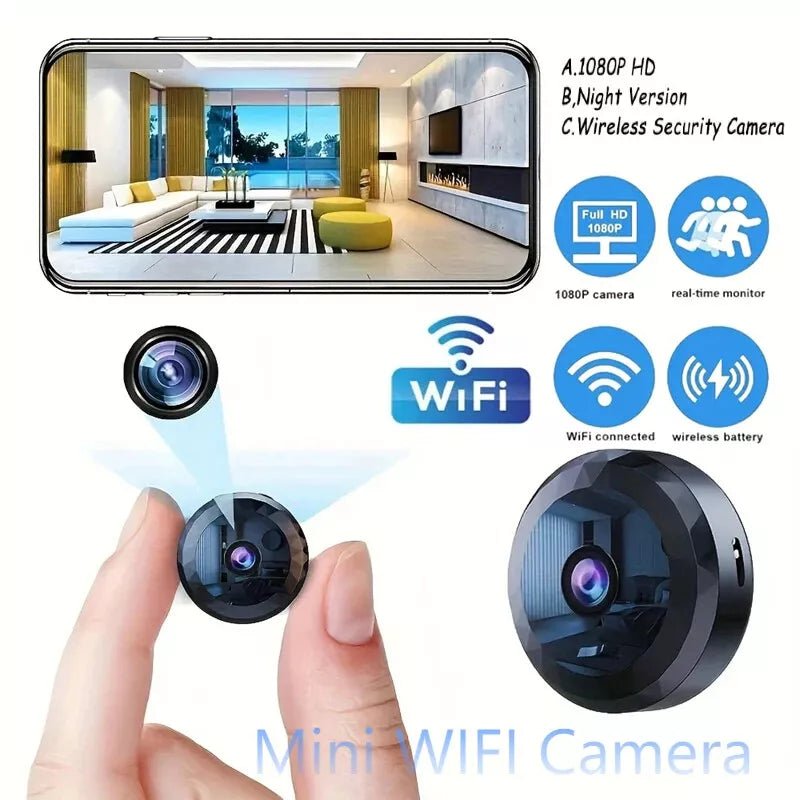 Magnetic Mini WiFi Surveillance Camera 1080P HD - Night Vision, Motion Detection