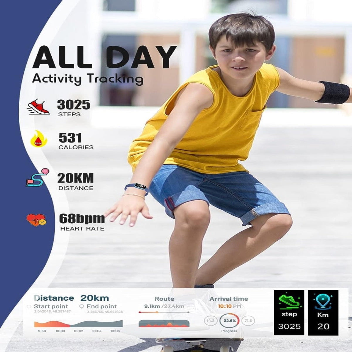 Kids Activity Tracker Watch with GPS and Heart Rate Monitor - Silicone Strap, view 2