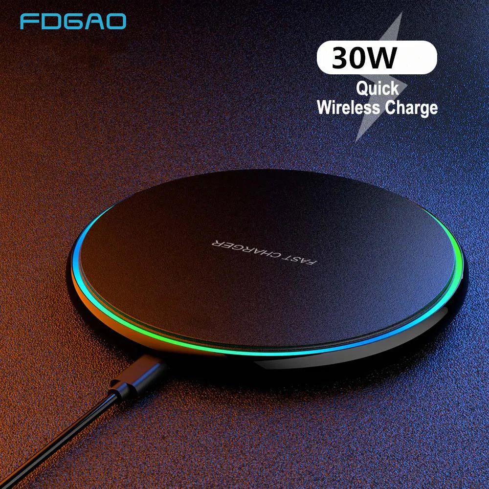 30W Fast Wireless Charging Pad for iPhone, Samsung, Android - USB C, QC 3.0, view 13