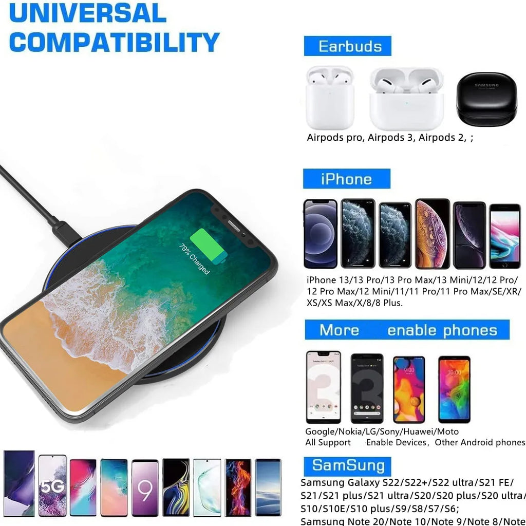 30W Fast Wireless Charging Pad for iPhone, Samsung, Android - USB C, QC 3.0, view 3