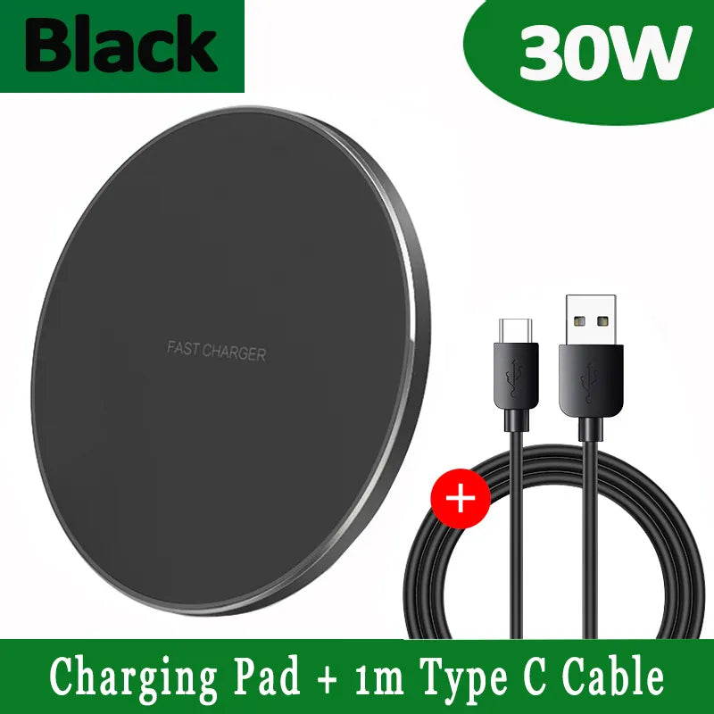 30W Fast Wireless Charging Pad for iPhone, Samsung, Android - USB C, QC 3.0, view 5