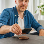 Bamboo Qi Fast Wireless Charger - Overheat Protection, for Office or Nightstand, view 2