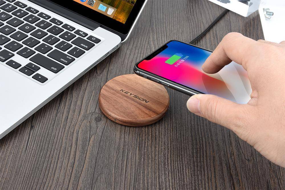 Bamboo Qi Fast Wireless Charger - Overheat Protection, for Office or Nightstand, view 6