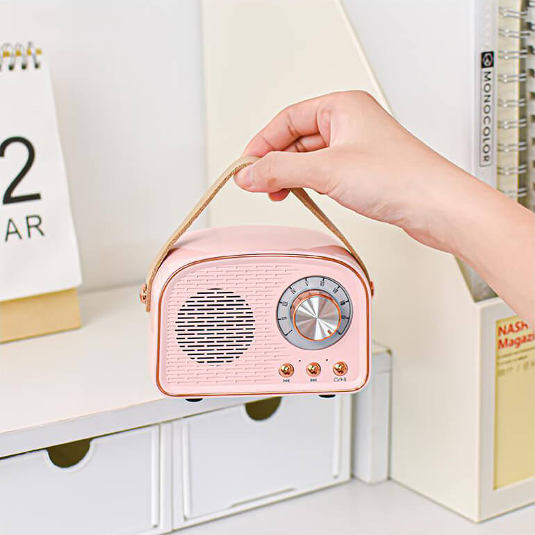 Retro Round Bluetooth Speaker - ABS, 12 cm, Up to 8 Hours Battery, view 5