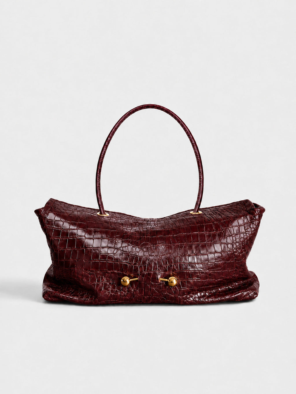 Elegant Reptile-Effect Vegan Leather Shoulder Bag with Gold-Tone Hardware