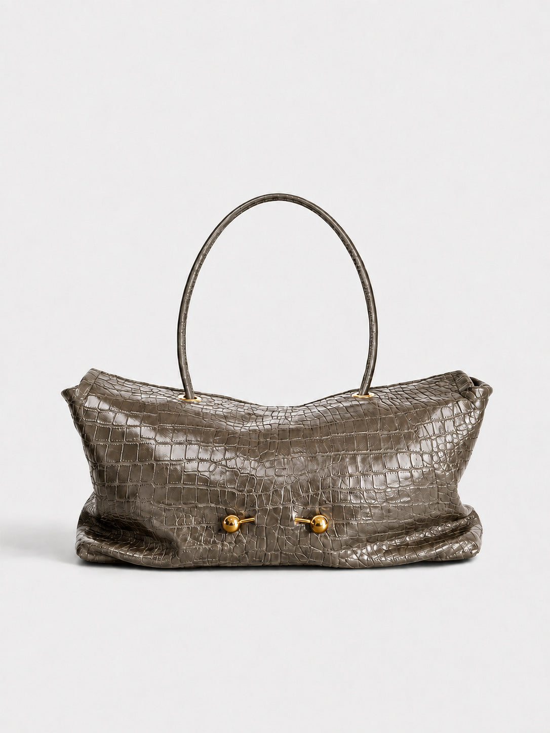Elegant Reptile-Effect Vegan Leather Shoulder Bag with Gold-Tone Hardware