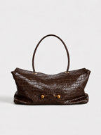 Elegant Reptile-Effect Vegan Leather Shoulder Bag with Gold-Tone Hardware