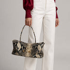 Elegant Reptile-Effect Vegan Leather Shoulder Bag with Gold-Tone Hardware