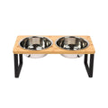 Elevated Dog Bowl with Removable Stainless Steel Bowls and Bamboo Stand