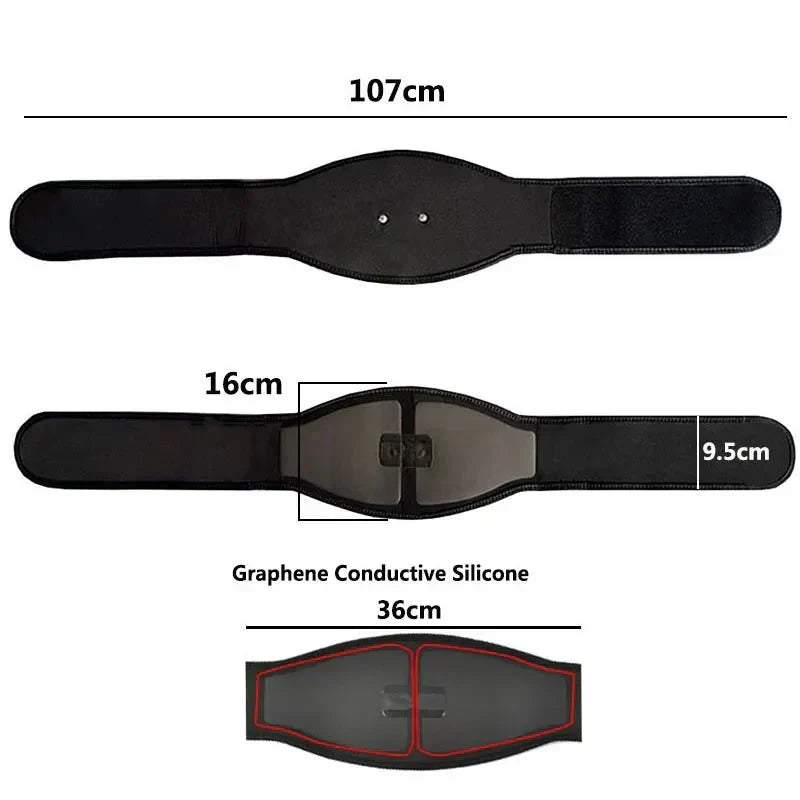 EMS Abdominal Muscle Stimulator Belt, 107 cm, 19 Levels, 8 Modes