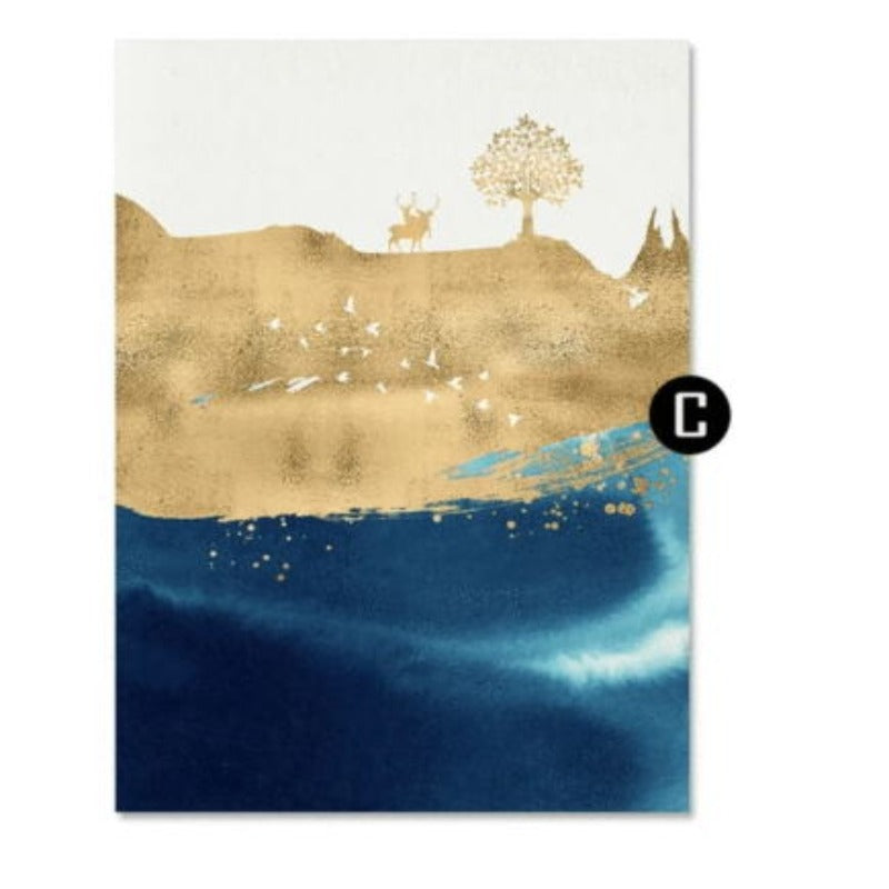 Enchanting Canvas Wall Art with Gold and Teal Design | Welvere-Welvere