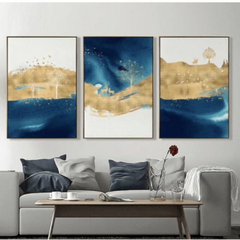 Enchanting Canvas Wall Art with Gold and Teal Design | Welvere-Welvere