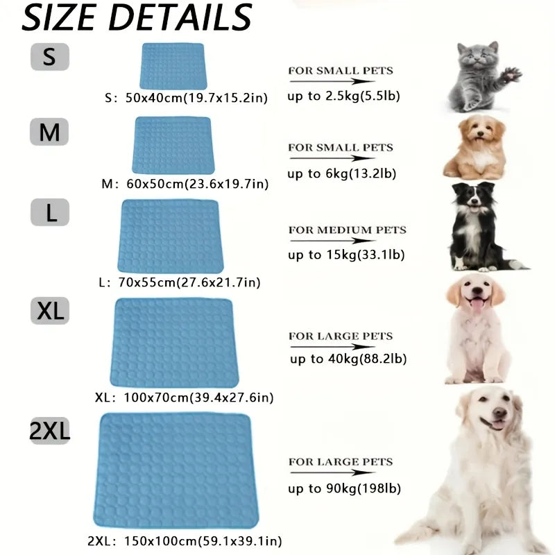 Extra Large Dog Cooling Mat and Blanket for Dogs and Cats, 40 × 30 cm to 150 × 100 cm