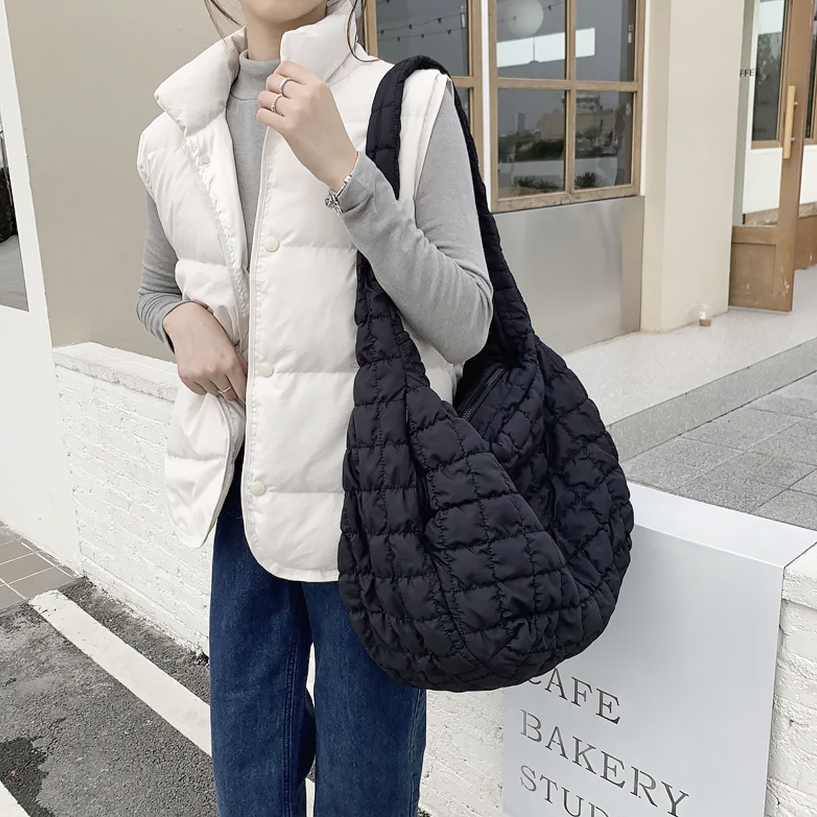 Extra-Large Quilted Nylon and Polyester Shoulder Bag, 48 × 35 × 18cm