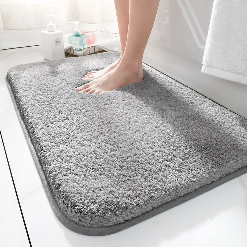 Extra Thick Microfibre Bath Mat with Absorbent Pile and Non-Slip TPR