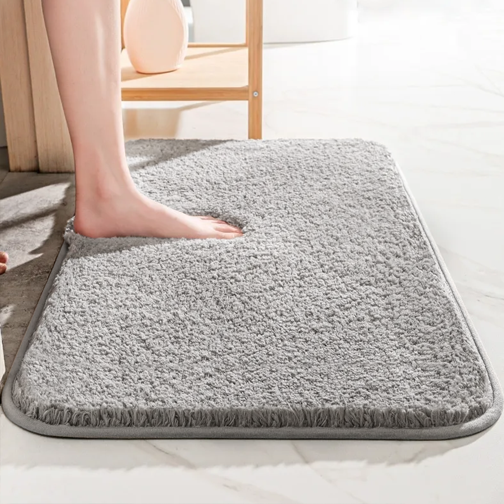 Extra Thick Microfibre Bath Mat with Absorbent Pile and Non-Slip TPR