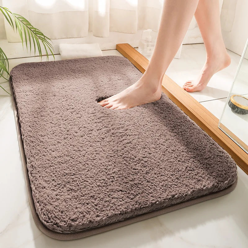 Extra Thick Microfibre Bath Mat with Absorbent Pile and Non-Slip TPR