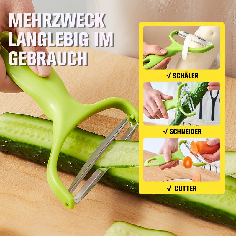 Extra-Wide Stainless Steel Y-Peeler with Green Handle