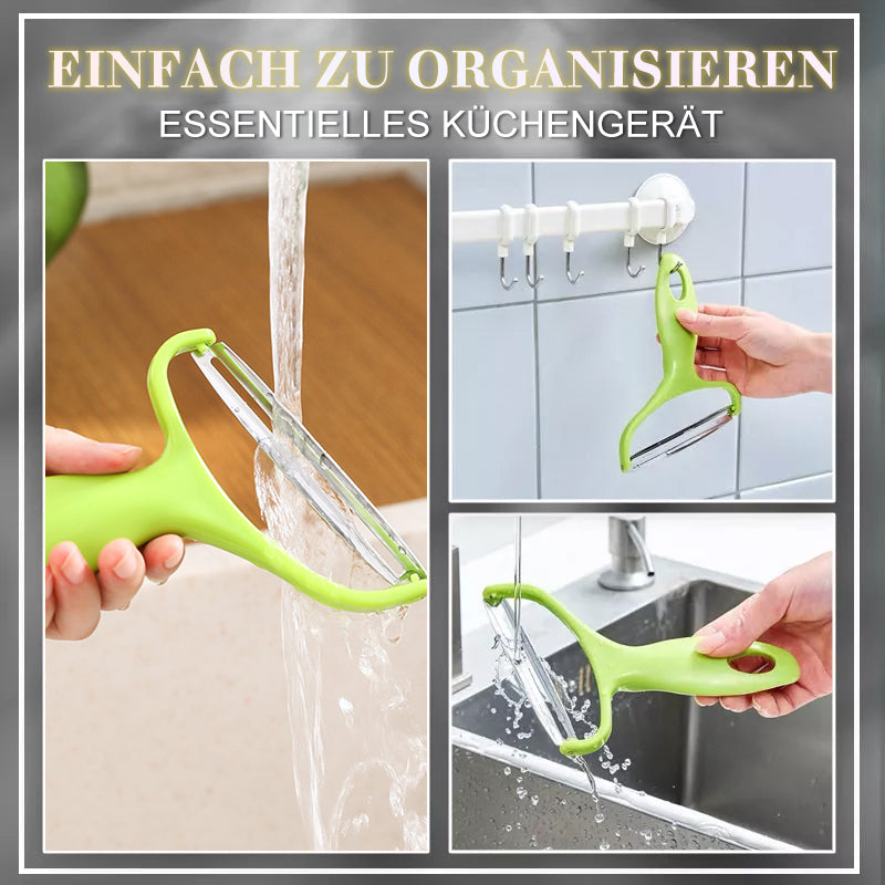 Extra-Wide Stainless Steel Y-Peeler with Green Handle