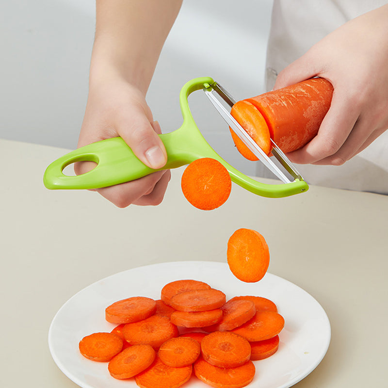 Extra-Wide Stainless Steel Y-Peeler with Green Handle